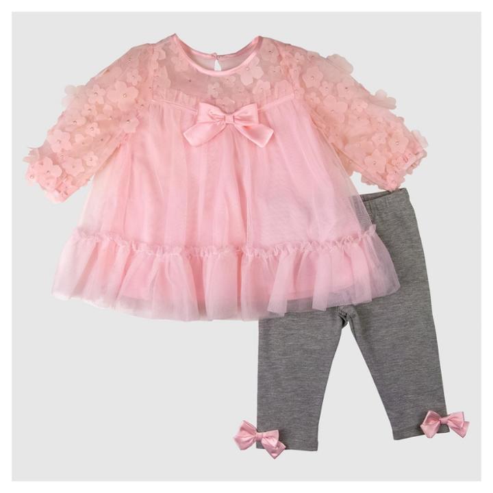Baby Grand Signature Baby Girls' Printed Satin Flower Top And Leggings