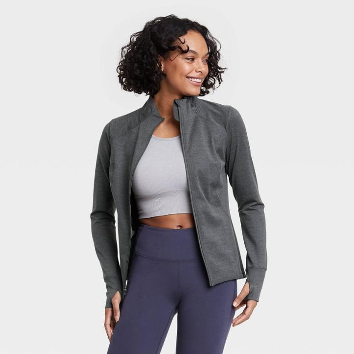 Women's Zip-front Jacket - All In Motion Heathered Black