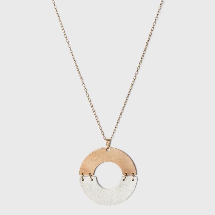 Orbital Embossed Vegan Leather Pendant Necklace - Universal Thread Ivory