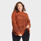 Women's Plus Size Mock Turtleneck Marled Pullover Sweater - Knox Rose Brown