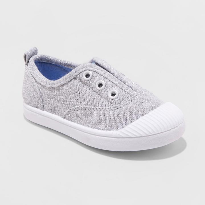Toddler Girls' Alivia Canvas Slip On Metallic Sneakers - Cat & Jack Gray
