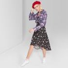 Women's Plaid Long Sleeve Tie Front Button-down Flannel Shirt - Wild Fable Purple