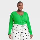 Women's Plus Size Long Sleeve V-neck Shirt - Who What Wear Green