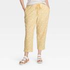 Women's Plus Size High-rise Lounge Pants - Universal Thread Gold Floral Print