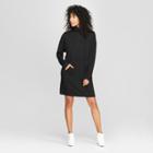 Women's Long Sleeve Mock Neck Sweatshirt Dress - Prologue Black