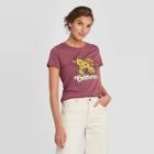 Women's Short Sleeve Vintage Poppies California Graphic T-shirt - Awake Heather Burgundy Xs, Women's, Red