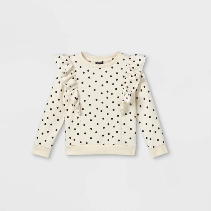 Toddler Girls' Ruffle Sweatshirt - Art Class White/black