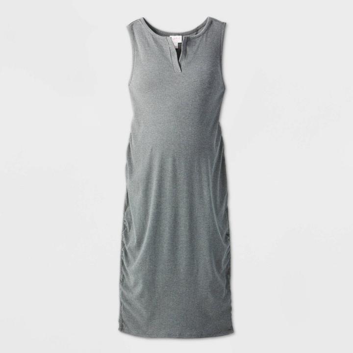 Maternity Sleeveless Rib T-shirt Dress - Isabel Maternity By Ingrid & Isabel Heather Gray Xs, Women's, Grey Gray