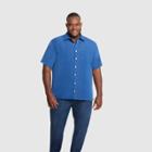 Van Heusen Men's Big & Tall Printed Classic Fit Short Sleeve Camp Shirt - Black Iris