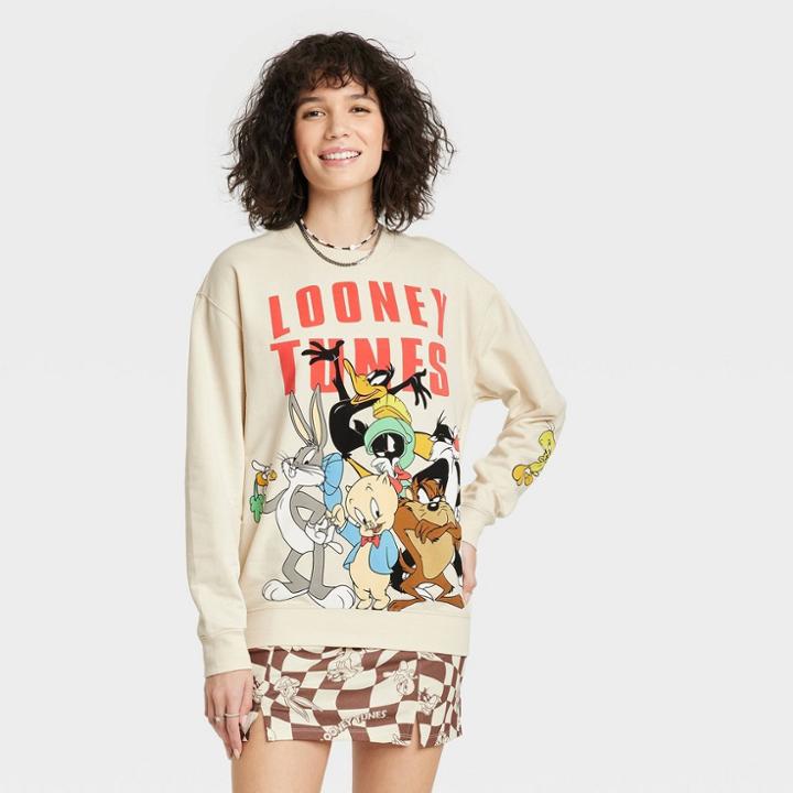 Women's Looney Tunes Graphic Sweatshirt - Cream