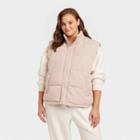 Women's Plus Size Puffer Vest - A New Day Taupe