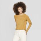 Women's Long Sleeve T-shirt With Rounded Hem - Universal Thread Gold