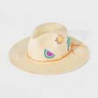 Girls' Straw Panama Hat With Patches - Cat & Jack Cream One Size, Girl's, Yellow