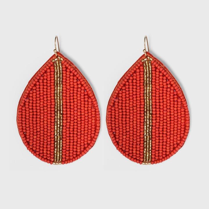 Seed Bead Teardrop Earrings - A New Day Orange
