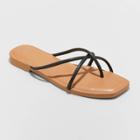 Women's Alessandra Strappy Toe Loop Sandals - A New Day Black
