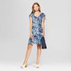 Women's Floral Print Sleeveless Ruched Swing Dress - Spenser Jeremy - Blue