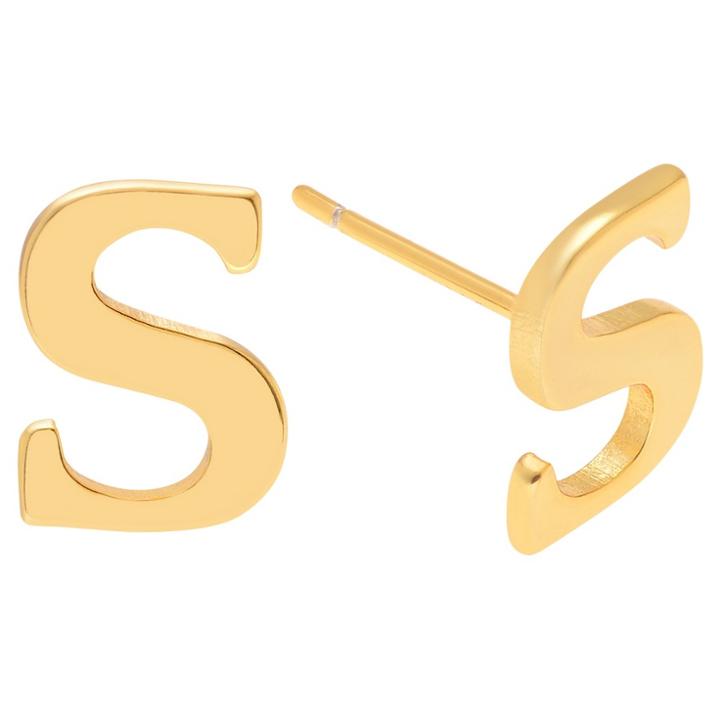 Women's Journee Collection Brass Initial Stud Earrings - Gold, S, Size: Small, Gold