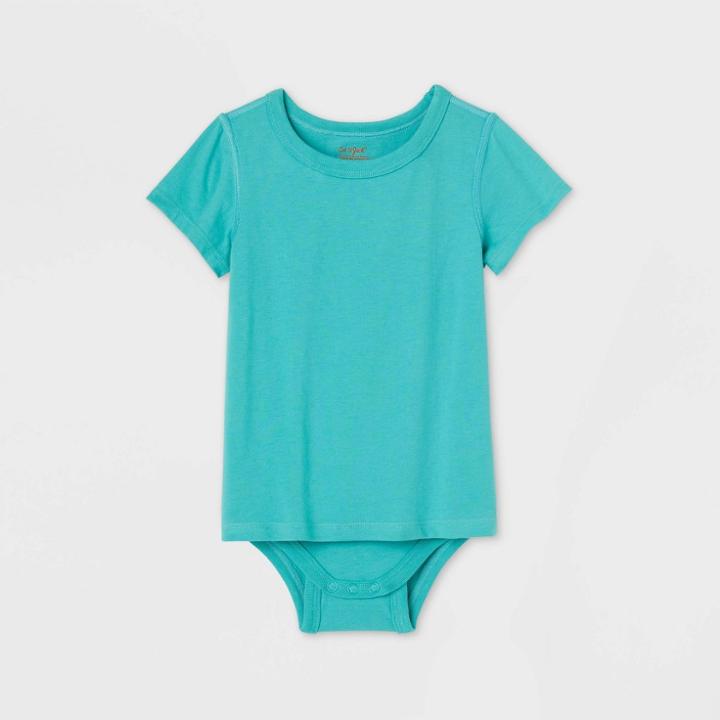 Toddler Adaptive Short Sleeve Bodysuit With Abdominal Access - Cat & Jack Turquoise Green