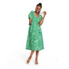 Women's Linear Floral Balloon Short Sleeve Tie-back Dress - Tabitha Brown For Target Green