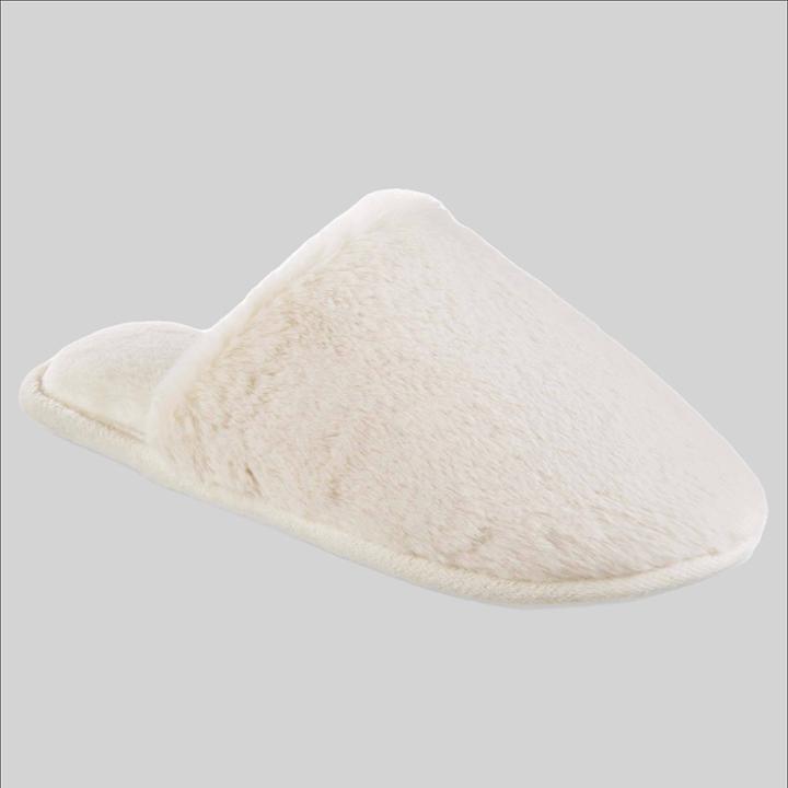 Isotoner Women's Faux Fur Shay Clog Slippers - Light Off-white