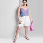 Women's Plus Size High-rise Wide Leg Bermuda Jean Shorts - Wild Fable White