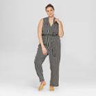 Women's Plus Size Striped Sleeveless Jumpsuit - Who What Wear Black/white X