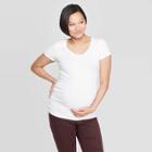 Maternity Short Sleeve Shirred Scoop Neck T-shirt - Isabel Maternity By Ingrid & Isabel White