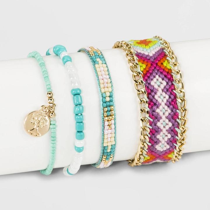 Multi Thread, Multi Bead, Multi Stretch And Adjustable Bracelet Set - Wild Fable,
