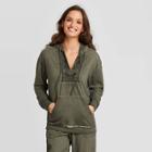 Women's Embroidered Hooded Sweatshirt - Knox Rose Olive Green