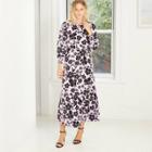 Women's Floral Print Puff Long Sleeve Dress - Who What Wear Purple