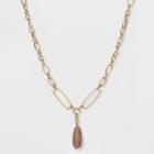 Linked Chain And Thread Wrapped Teardrop Pendant Necklace - A New Day Rust, Red
