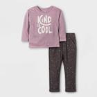 Toddler Boys' 2pc 'kind Is Cool' Long Sleeve T-shirt & Waffle Jogger Pants Set - Art Class Purple