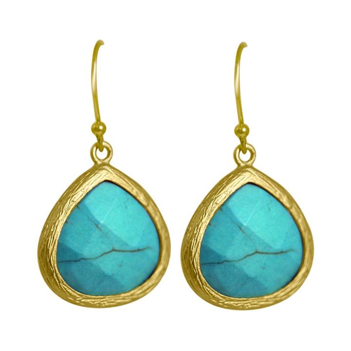 Zirconmania Zirconite Pear Shape Drop Earrings - Turquoise
