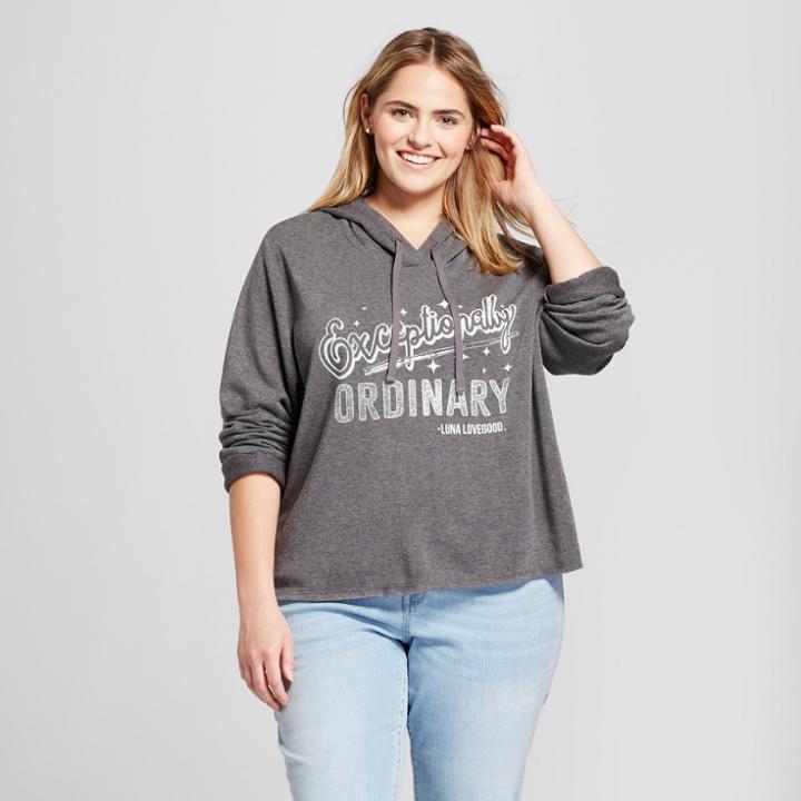 Women's Plus Size Harry Potter Exceptionally Ordinary Graphic Hoodie (juniors') - Charcoal