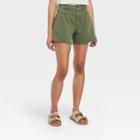 Women's High-rise A-line Midi Jean Shorts - Universal Thread Olive Green