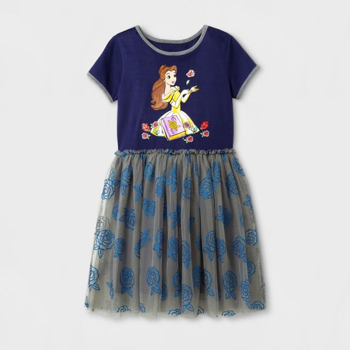 Girls' Disney Princess Belle Tutu Dress - Navy - L