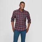 Target Men's Plaid Standard Fit Flannel Long Sleeve Button-down Shirt - Goodfellow & Co Federal Blue