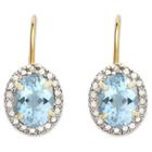Target 2.20 Carat Tw Oval-cut Aqua Topaz And Diamond Accent Leverback Earrings Gold Plated (ij-i2-i3) (march), Girl's