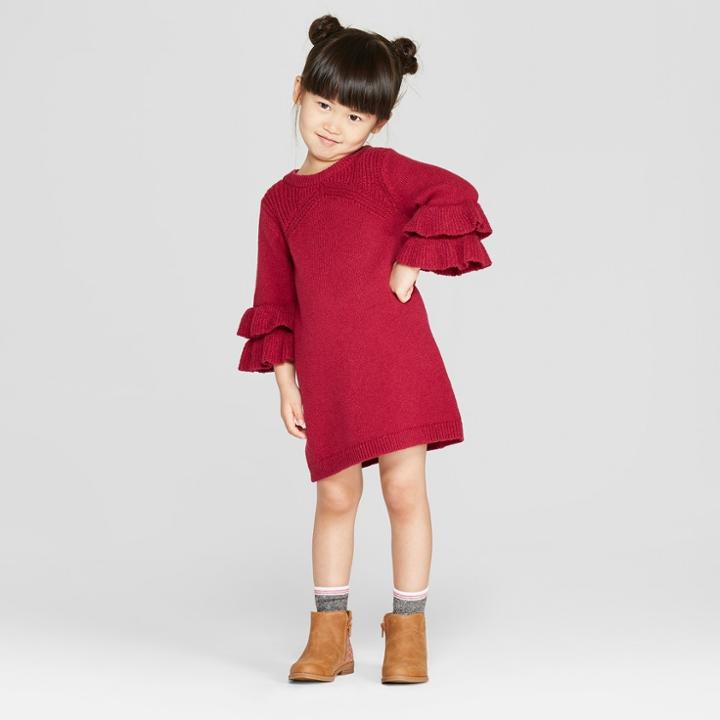 Toddler Girls' Sweater Dress - Genuine Kids From Oshkosh Berry Red