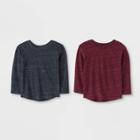 Toddler Boys' 2pk Long Sleeve T-shirts - Cat & Jack Maroon/charcoal 12m, Boy's, Red