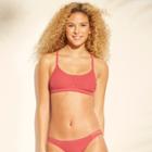 Women's Ribbed Snap Front Bralette Bikini Top - Xhilaration Clay