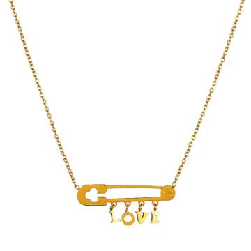 Elya 'love' Safety Pin Pendant Necklace - Gold