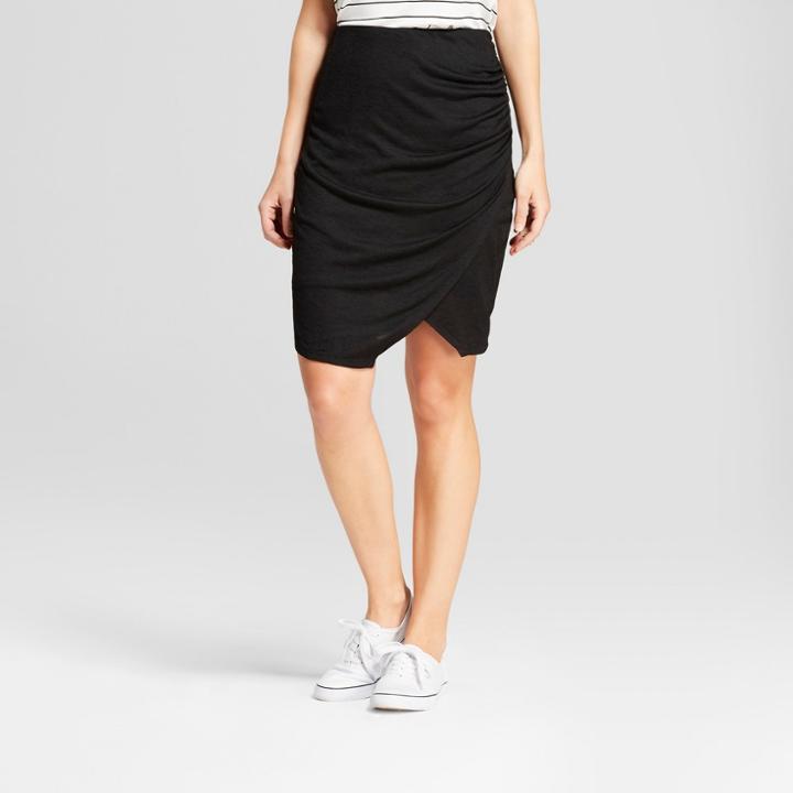 Women's Knit Wrap Skirt - A New Day Black