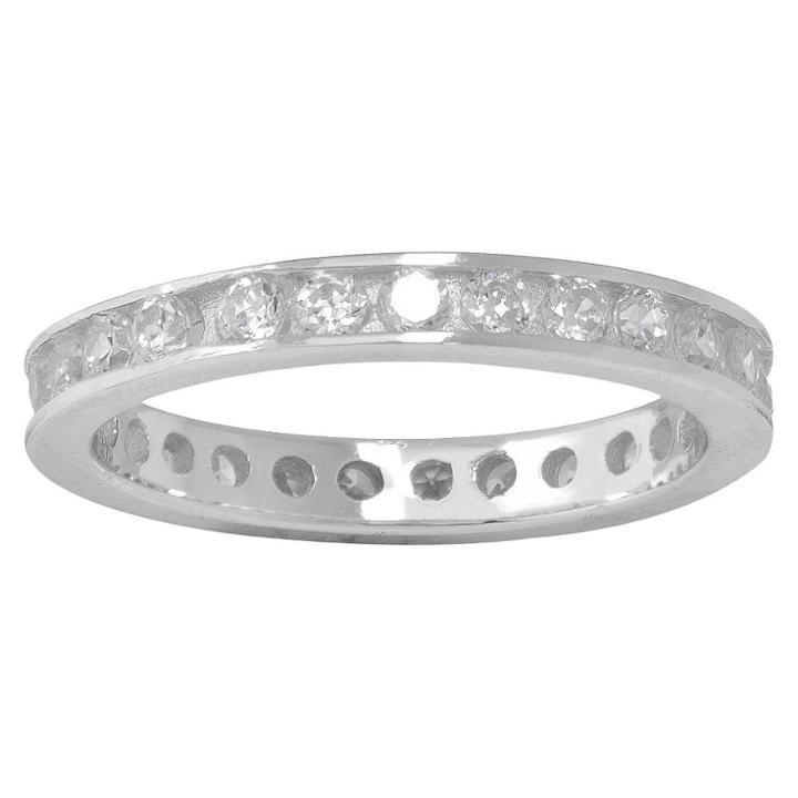 Distributed By Target Silver Plated Cubic Zirconia Eternity Band Ring - Size 6, Clear