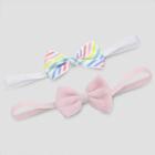 Baby Girls' 2pk Knit Rainbow Headwrap - Cloud Island White