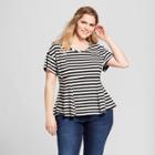 Women's Plus Size Striped Short Sleeve T-shirt - Xhilaration Black/white