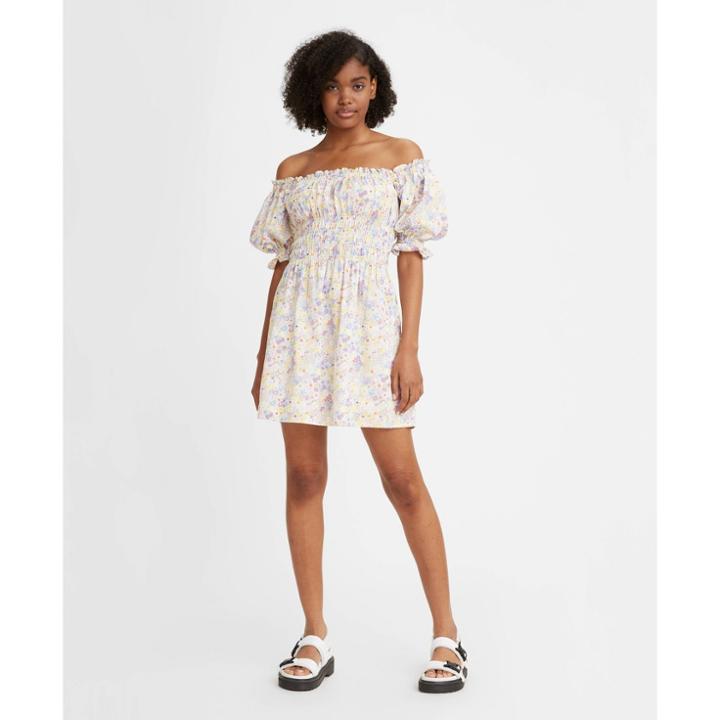 Levi's Women's Puff Short Sleeve Verenne Dress - Caitlyn Floral Cloud Dancer