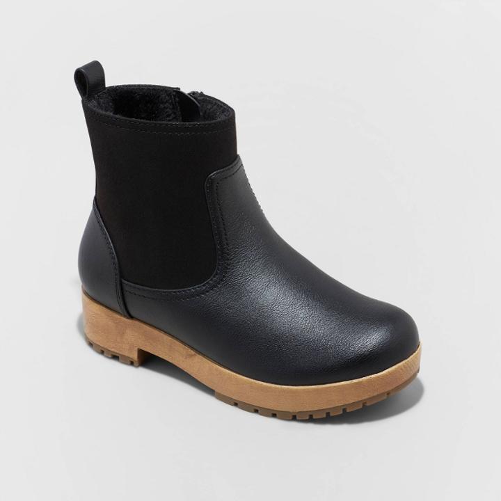 Girls' Tinsley Zipper Booties - Cat & Jack Black