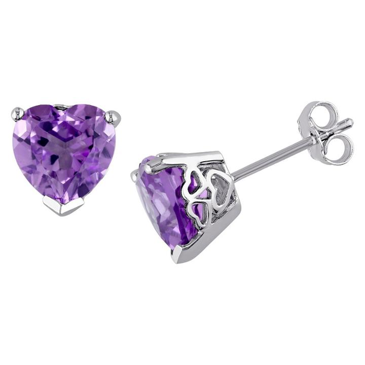 Target 3 1/3 Ct. T.w. Heart Shaped Brazil Amethyst Earrings In Sterling