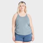 Women's Plus Size Tie Side U-neck Sweater Tank - Universal Thread Blue